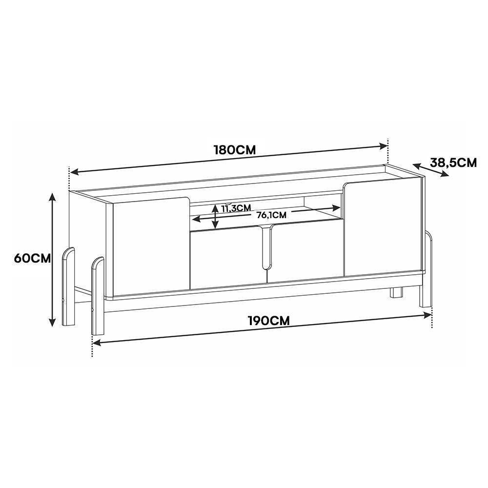 Rack Bancada Lizz 190cm Off White-cedro Para Tv Até 60? - Casa D Off White-cedro - 4