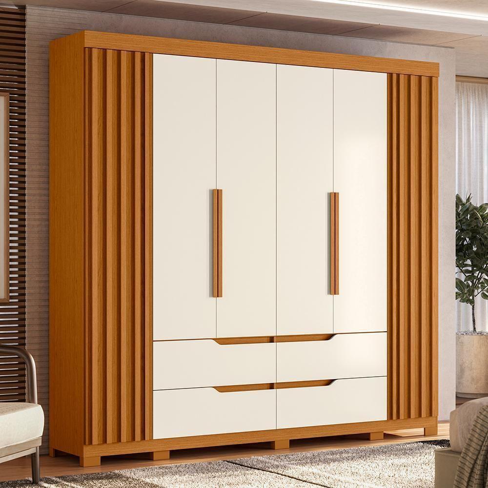 Guarda Roupa Casal Doble 4 Portas E 4 Gavetas Cinamomo-off White - Móveis Albatroz Cinamomo-off White - 2