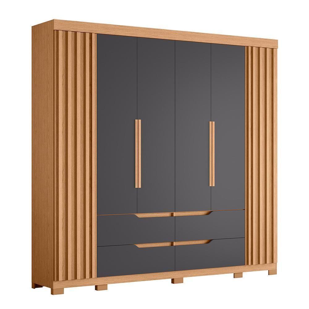 Guarda Roupa Casal Doble 4 Portas E 4 Gavetas Freijó-titanium - Móveis Albatroz Freijó-titanium - 1