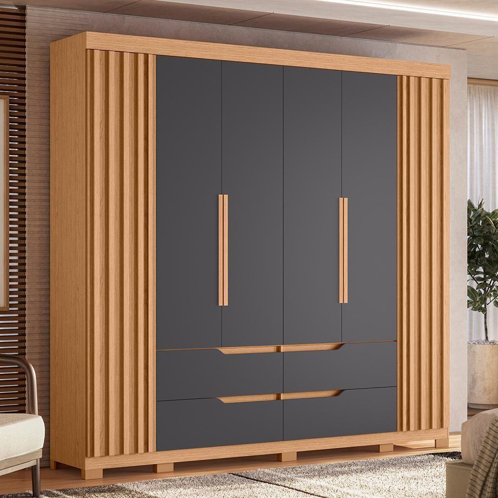 Guarda Roupa Casal Doble 4 Portas E 4 Gavetas Freijó-titanium - Móveis Albatroz Freijó-titanium - 2