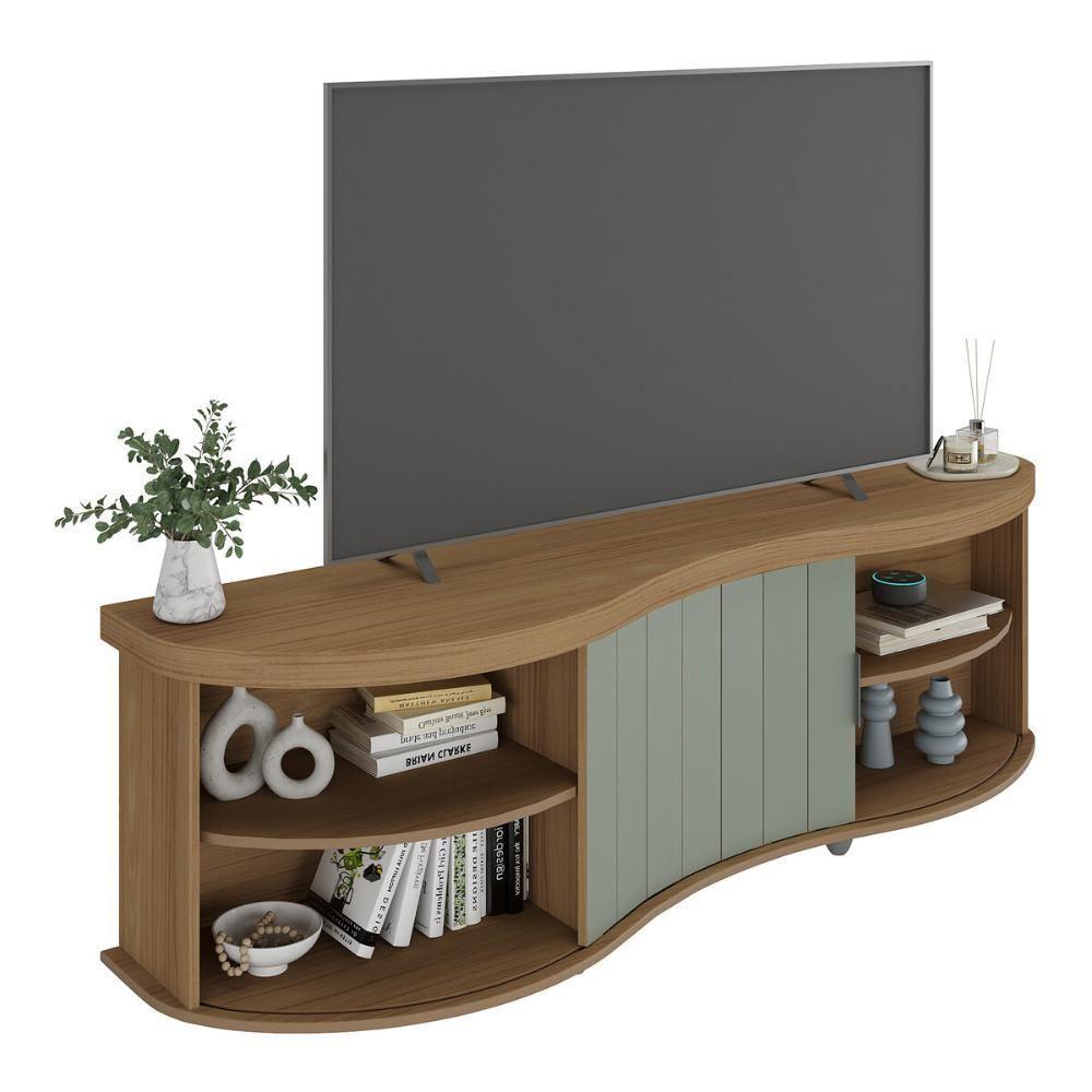 Rack Para Tv Até 75 Polegadas 180cm Com 1 Porta Flex Multimóveis Cr45324 Carvalho/off White Carvalho/off White - 2