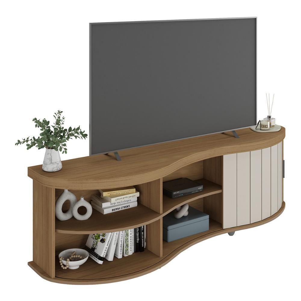 Rack Para Tv Até 75 Polegadas 180cm Com 1 Porta Flex Multimóveis Cr45324 Carvalho/off White Carvalho/off White - 7