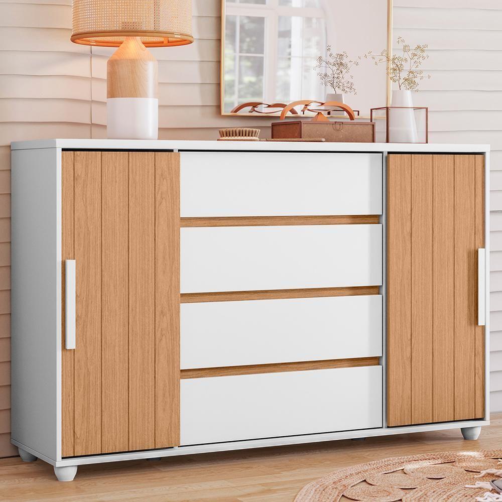 Cômoda Evidenza 2 Portas E 4 Gavetas Flex Branco-freijó - Móveis Albatroz Branco-freijó - 2