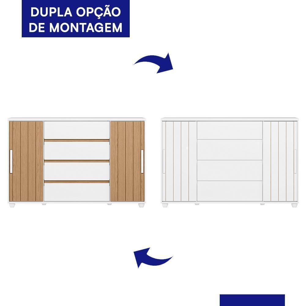 Cômoda Evidenza 2 Portas E 4 Gavetas Flex Branco-freijó - Móveis Albatroz Branco-freijó - 4