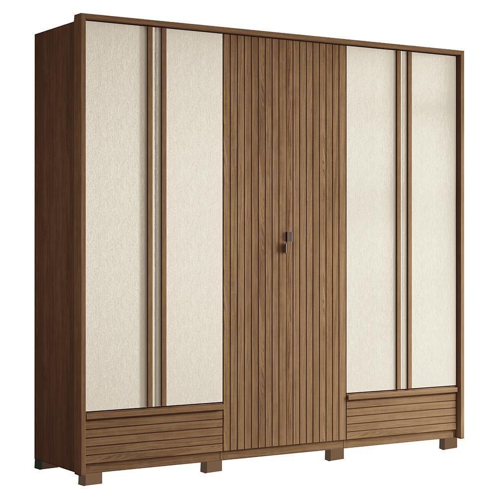 Guarda Roupa Democrata Ripado 6 Portas Jatobá-areia Com Pés - Santos Andirá Jatobá-areia - 1