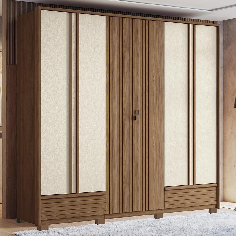 Guarda Roupa Democrata Ripado 6 Portas Jatobá-areia Com Pés - Santos Andirá Jatobá-areia - 2