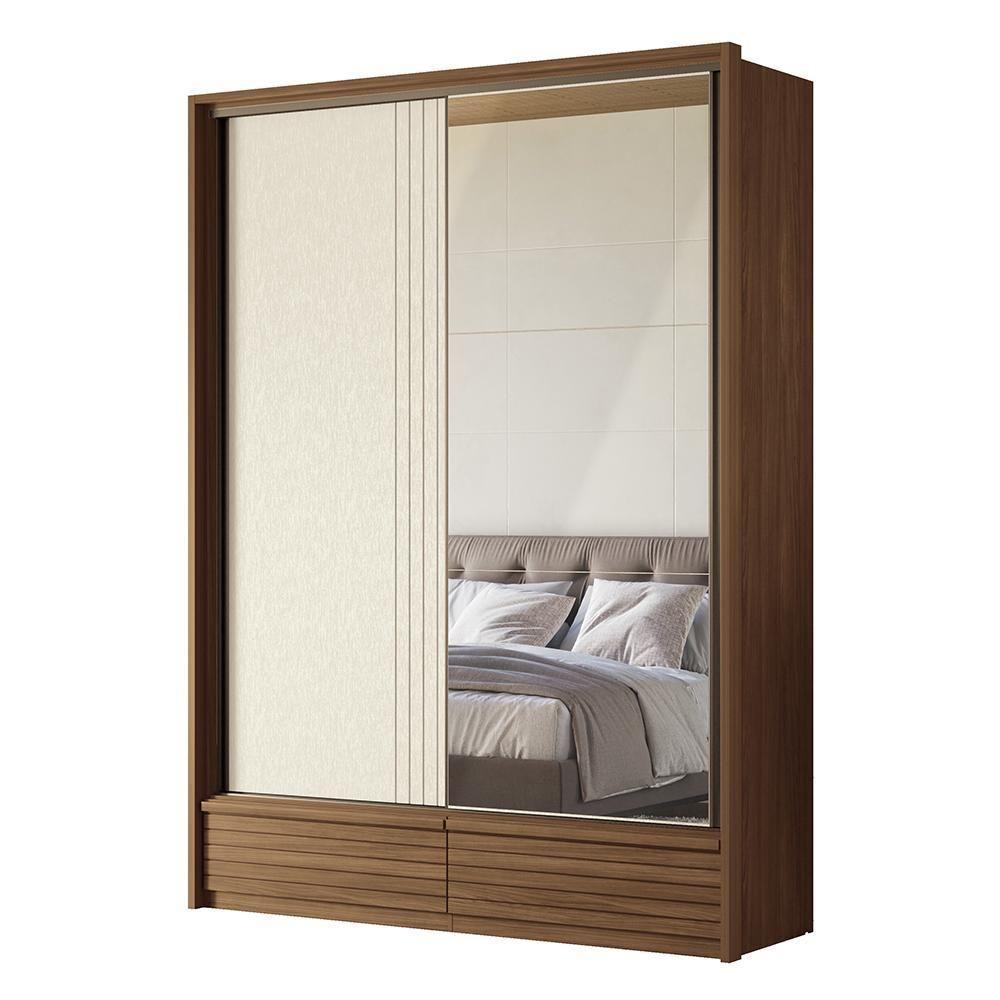 Guarda Roupa Democrata 2 Portas Deslizantes Flex Jatobá-areia Com Espelho - Santos Andirá Jatobá-areia - 1