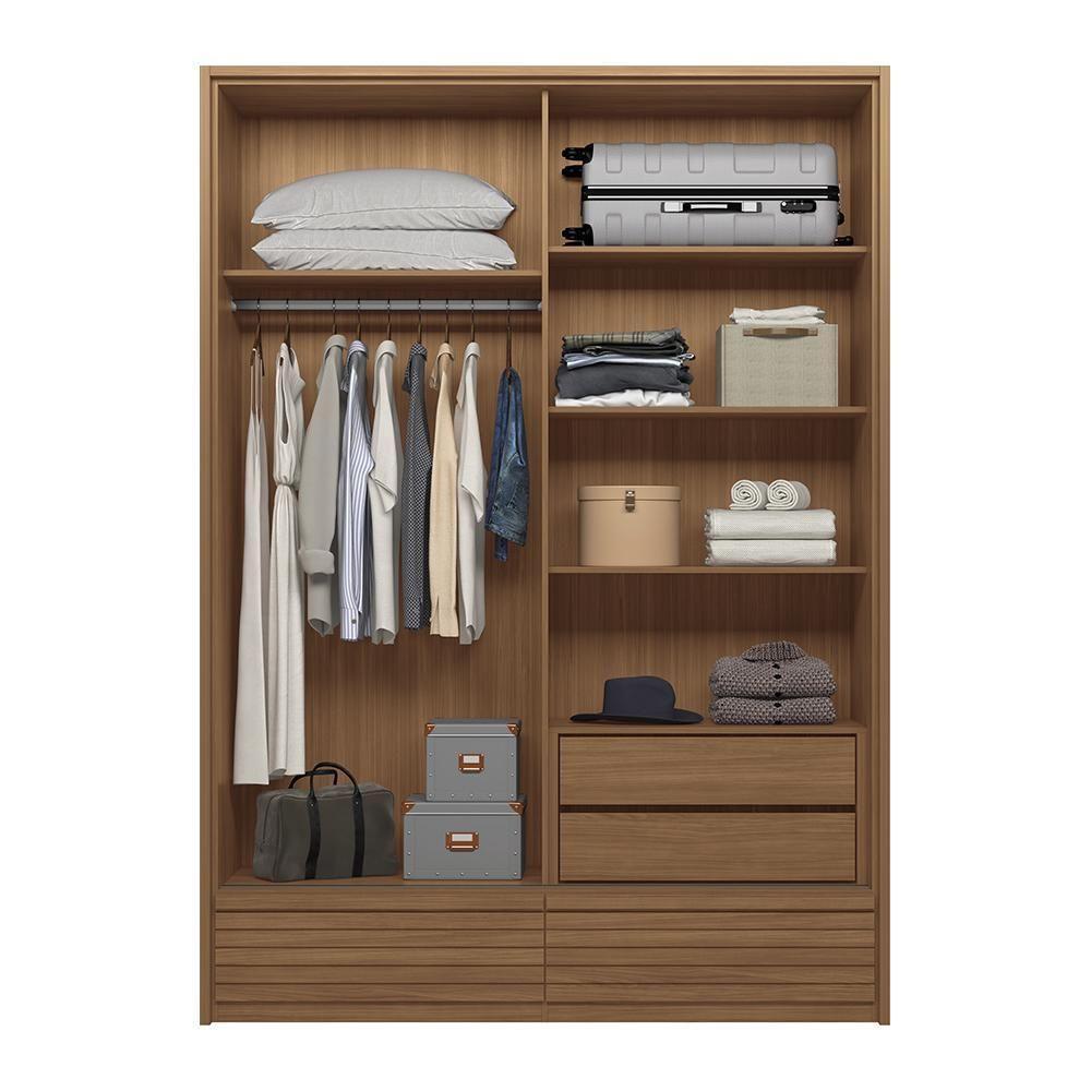 Guarda Roupa Democrata 2 Portas Deslizantes Flex Jatobá-areia Com Espelho - Santos Andirá Jatobá-areia - 4