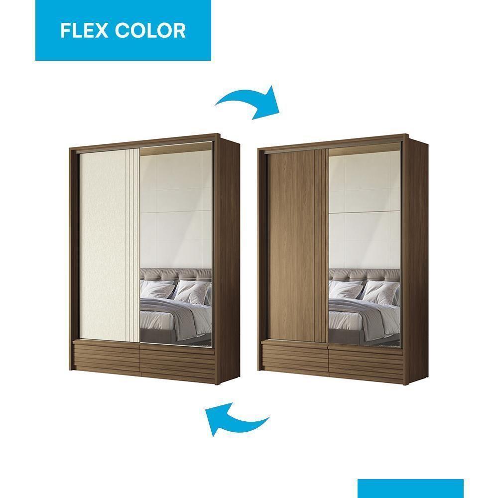 Guarda Roupa Democrata 2 Portas Deslizantes Flex Jatobá-areia Com Espelho - Santos Andirá Jatobá-areia - 5