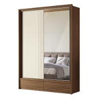 Guarda Roupa Democrata 2 Portas Deslizantes Flex Jatobá-areia Com Espelho - Santos Andirá Jatobá-areia - 1