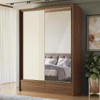 Guarda Roupa Democrata 2 Portas Deslizantes Flex Jatobá-areia Com Espelho - Santos Andirá Jatobá-areia - 2