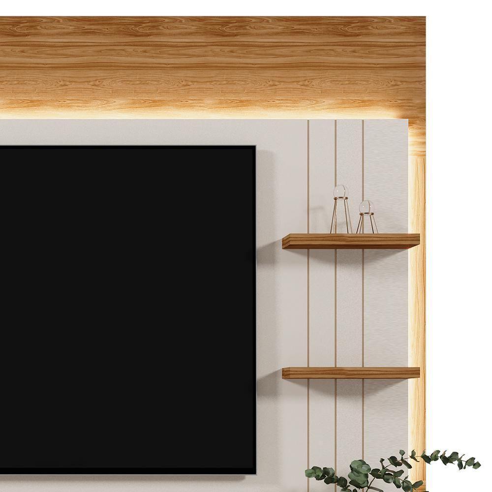 Estante Home Guaíba 200cm Pérola Metalizado-amêndoa Para Tv Até 65? - Mobler Pérola Metalizado-amêndoa - 3