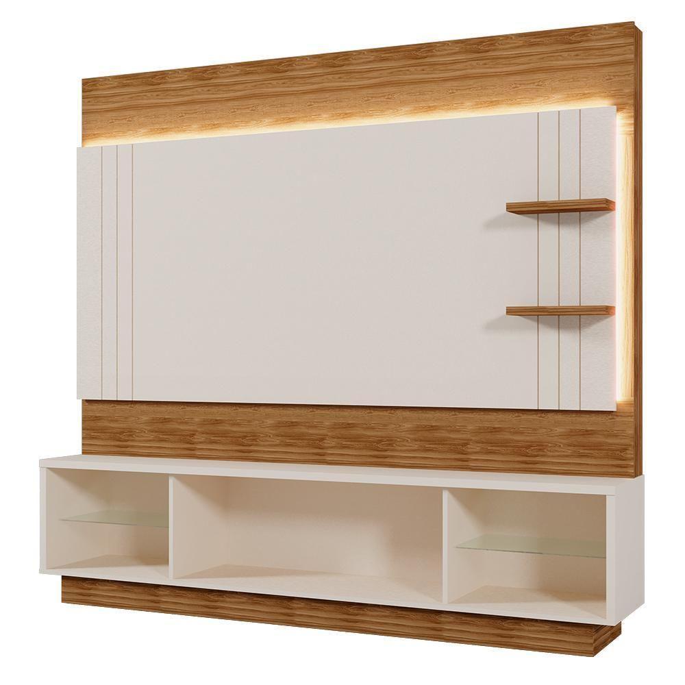 Estante Home Guaíba 200cm Pérola Metalizado-amêndoa Para Tv Até 65? - Mobler Pérola Metalizado-amêndoa - 4