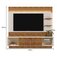 Estante Home Guaíba 200cm Pérola Metalizado-amêndoa Para Tv Até 65? - Mobler Pérola Metalizado-amêndoa - 5