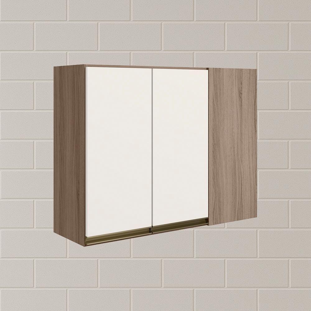Armario Canto Reto 2p Mdf 89cm Kali 12213 Carvalho Toq Off White Cetim Nicioli Carvalho Toq Off White Cetim - 6