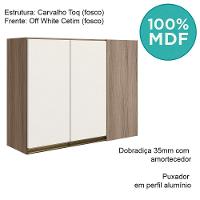 Armario Canto Reto 2p Mdf 89cm Kali 12213 Carvalho Toq Off White Cetim Nicioli Carvalho Toq Off White Cetim
