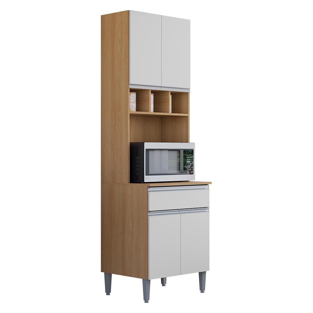 Paneleiro Duplo Andréia 4 Portas E 1 Gaveta Amêndoa-branco - Ajl Móveis Amêndoa-branco - 1