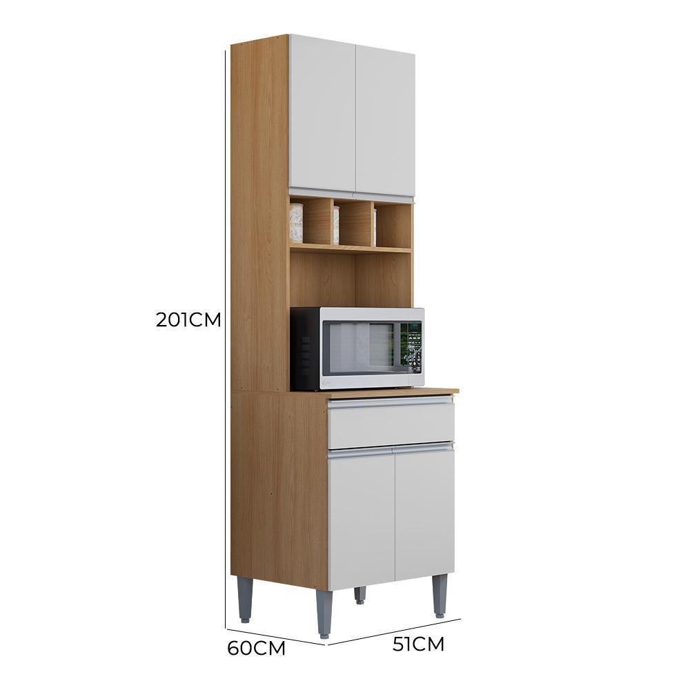 Paneleiro Duplo Andréia 4 Portas E 1 Gaveta Amêndoa-branco - Ajl Móveis Amêndoa-branco - 2
