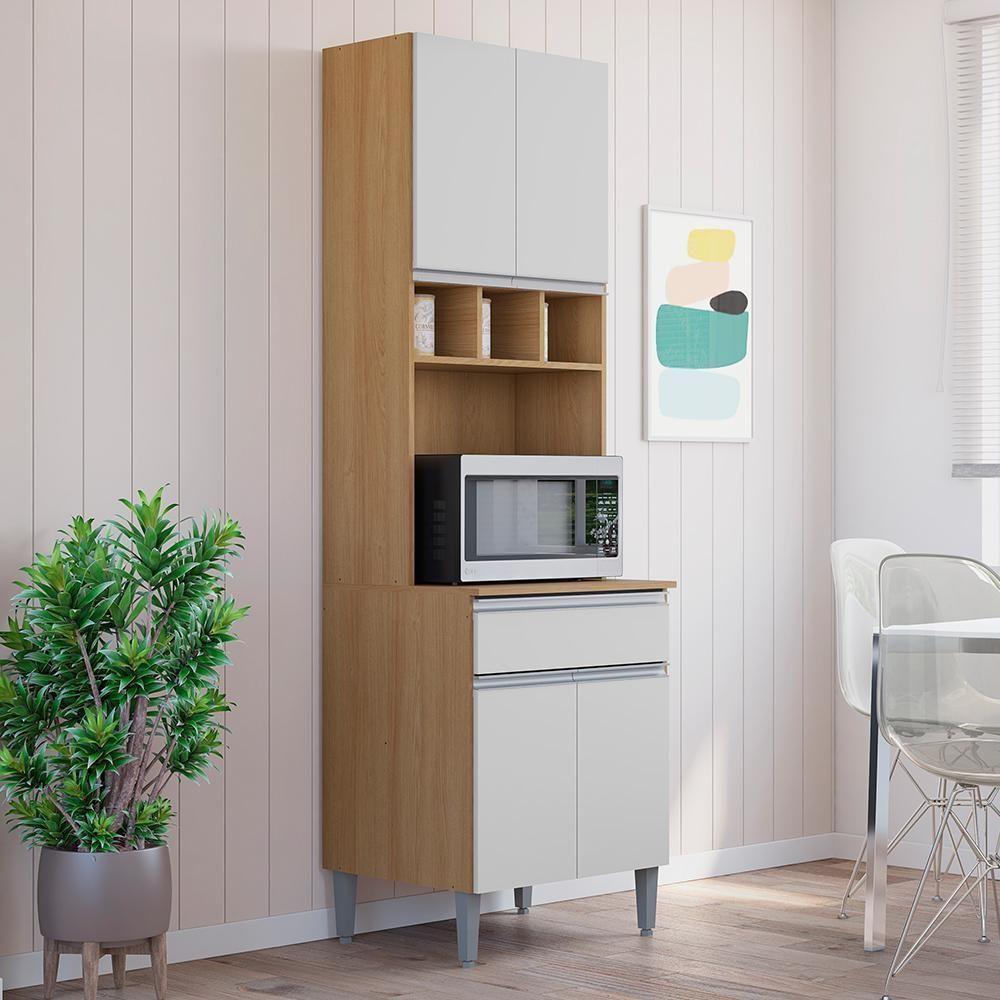 Paneleiro Duplo Andréia 4 Portas E 1 Gaveta Amêndoa-branco - Ajl Móveis Amêndoa-branco - 3