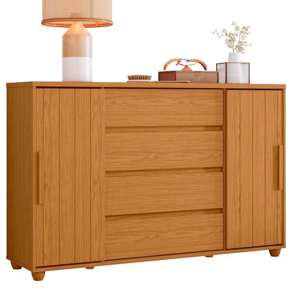 Cômoda Evidenza 2 Portas E 4 Gavetas Flex Cinamomo - Móveis Albatroz Cinamomo - 1