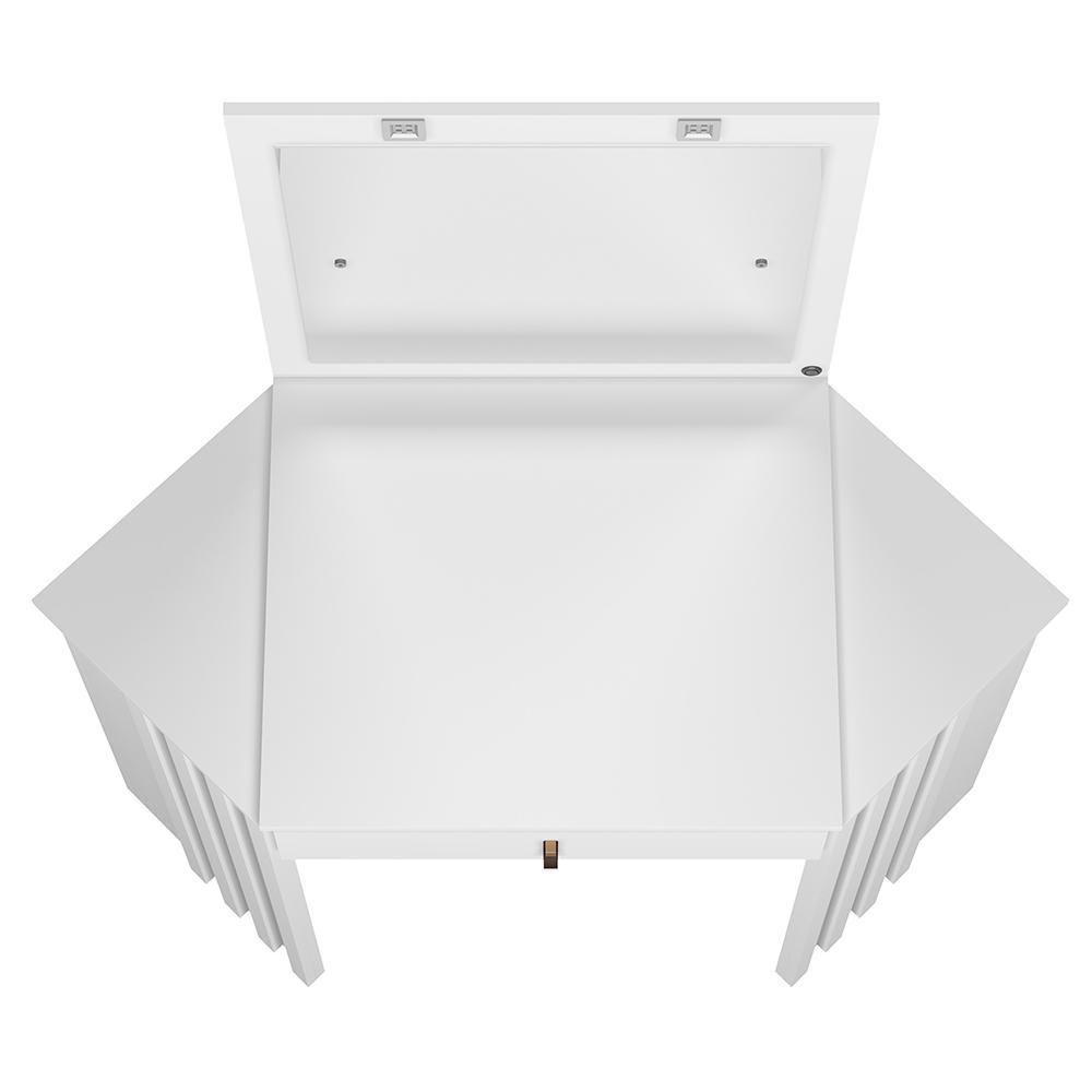 Penteadeira Camarim De Canto Glitter 1 Gaveta Branco - Móveis Albatroz Branco - 4