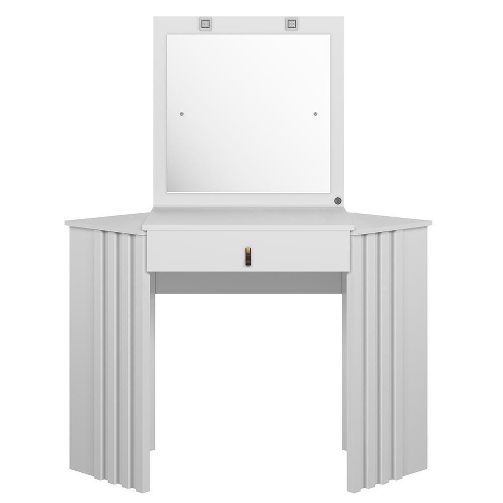 Penteadeira Camarim De Canto Glitter 1 Gaveta Branco - Móveis Albatroz Branco - 5