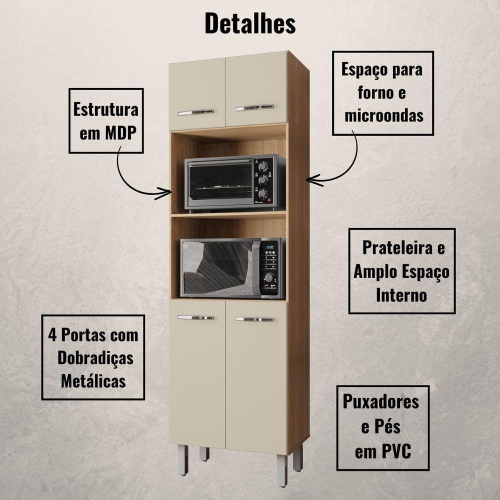 Paneleiro Duplo Mara 4 Portas Savana Off White Moblis - 3