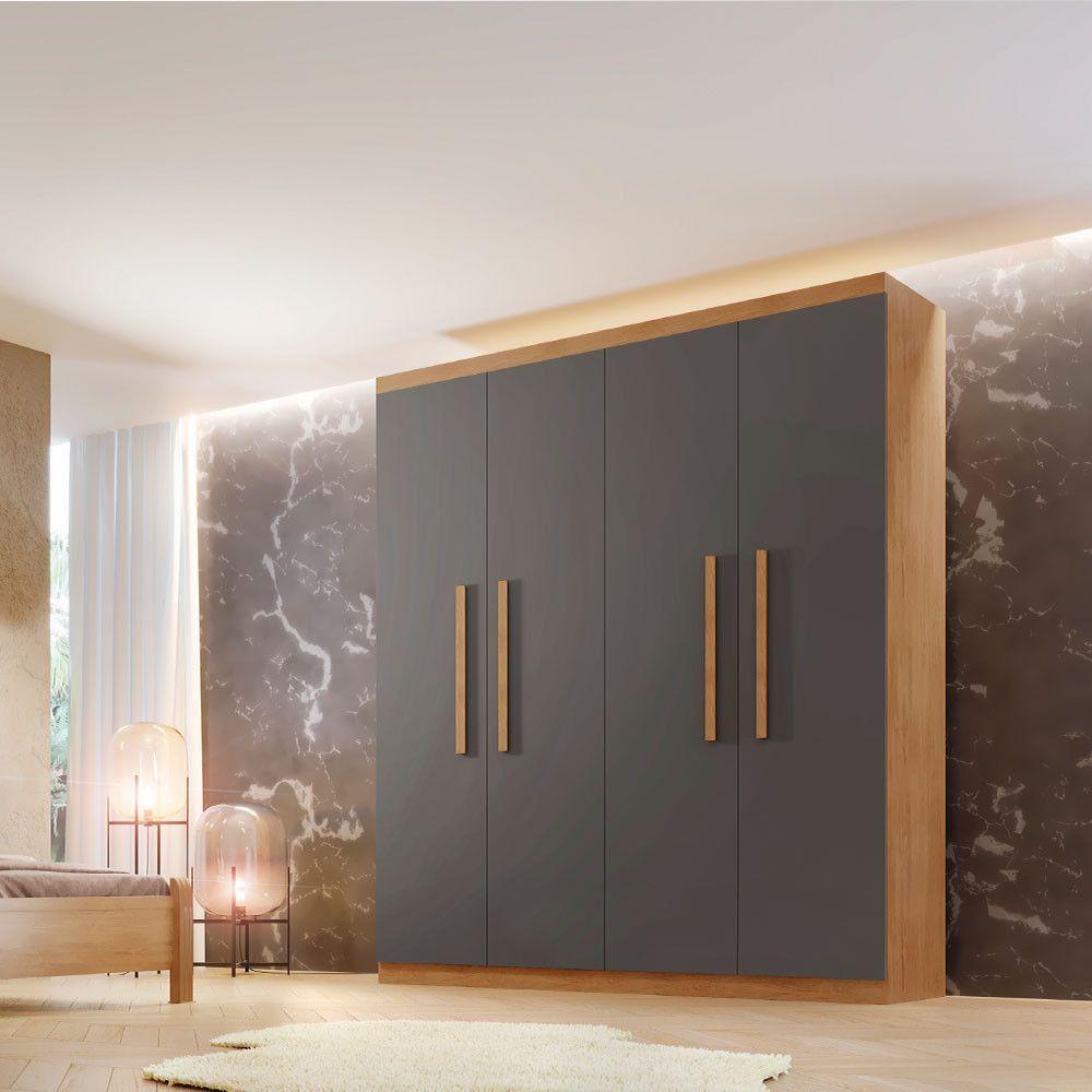 Guarda Roupa Solteiro Hera 4 Portas Rufato Imbuia Com Grafite - 2