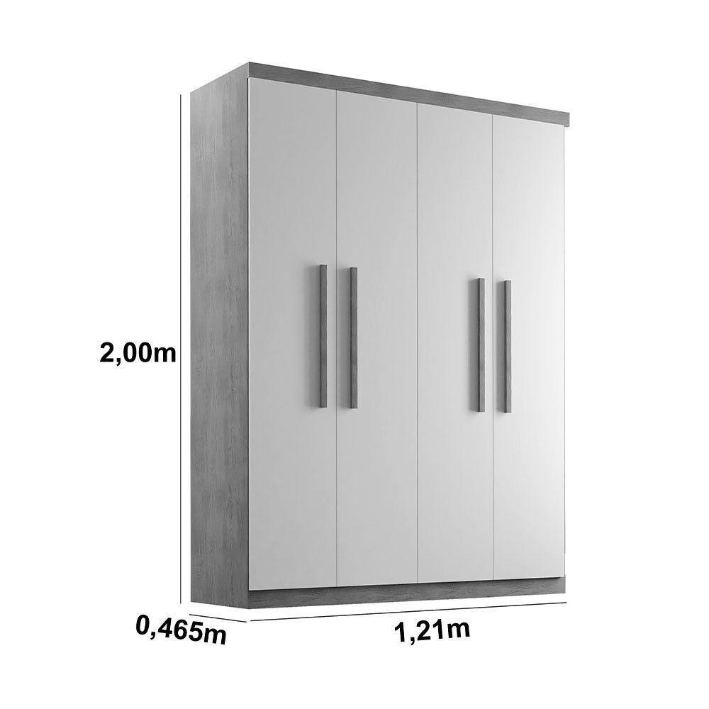 Guarda Roupa Solteiro Hera 4 Portas Rufato Imbuia Com Grafite - 4