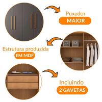 Guarda Roupa Solteiro Hera 4 Portas Rufato Imbuia Com Grafite - 6