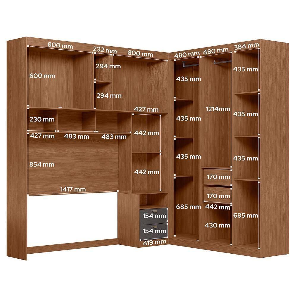 Quarto Modulado Casal Lugano Jatobá-grafite - Santos Andirá Jatobá-grafite - 7