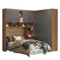 Quarto Modulado Casal Lugano Jatobá-grafite - Santos Andirá Jatobá-grafite - 1