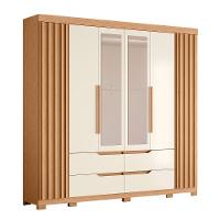 Guarda Roupa Casal Doble 4 Portas E 4 Gavetas Freijó-off White Com Espelho - Móveis Albatroz Freijó-off White - 1