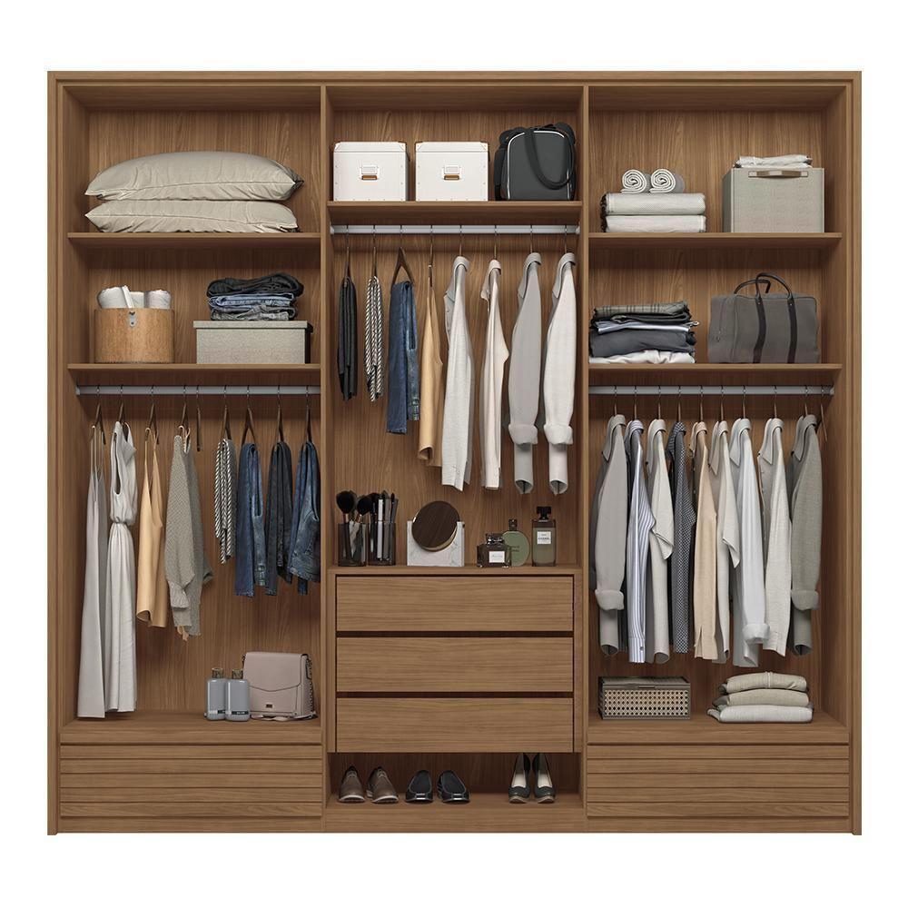 Guarda Roupa Democrata Ripado 6 Portas Jatobá-areia Com Espelho - Santos Andirá Jatobá-areia - 4