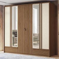 Guarda Roupa Democrata Ripado 6 Portas Jatobá-areia Com Espelho - Santos Andirá Jatobá-areia - 2