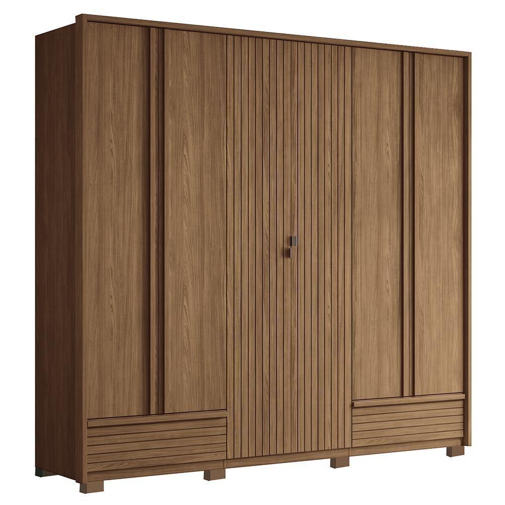 Guarda Roupa Democrata Ripado 6 Portas Jatobá Com Pés - Santos Andirá Jatobá - 1