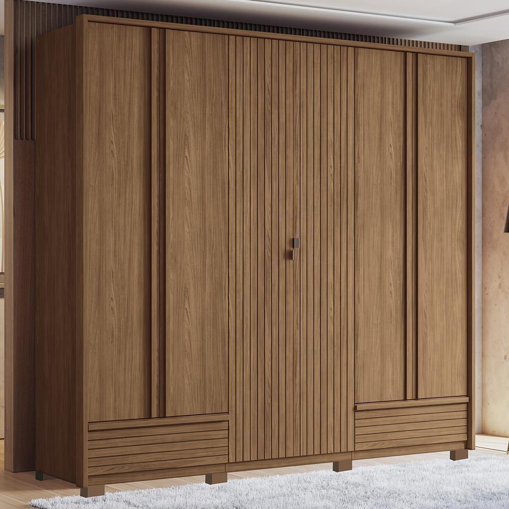 Guarda Roupa Democrata Ripado 6 Portas Jatobá Com Pés - Santos Andirá Jatobá - 2