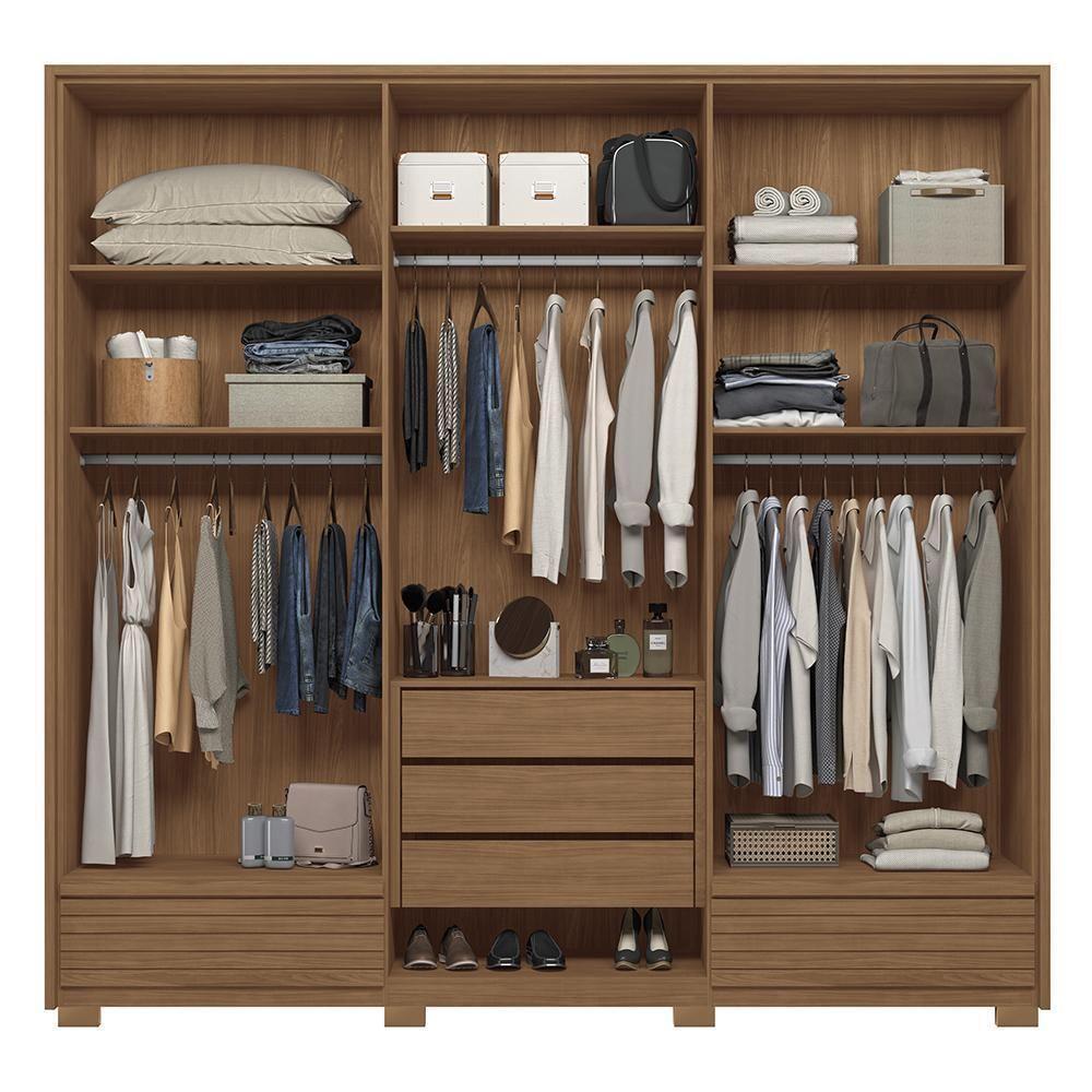 Guarda Roupa Democrata Ripado 6 Portas Jatobá Com Pés - Santos Andirá Jatobá - 3