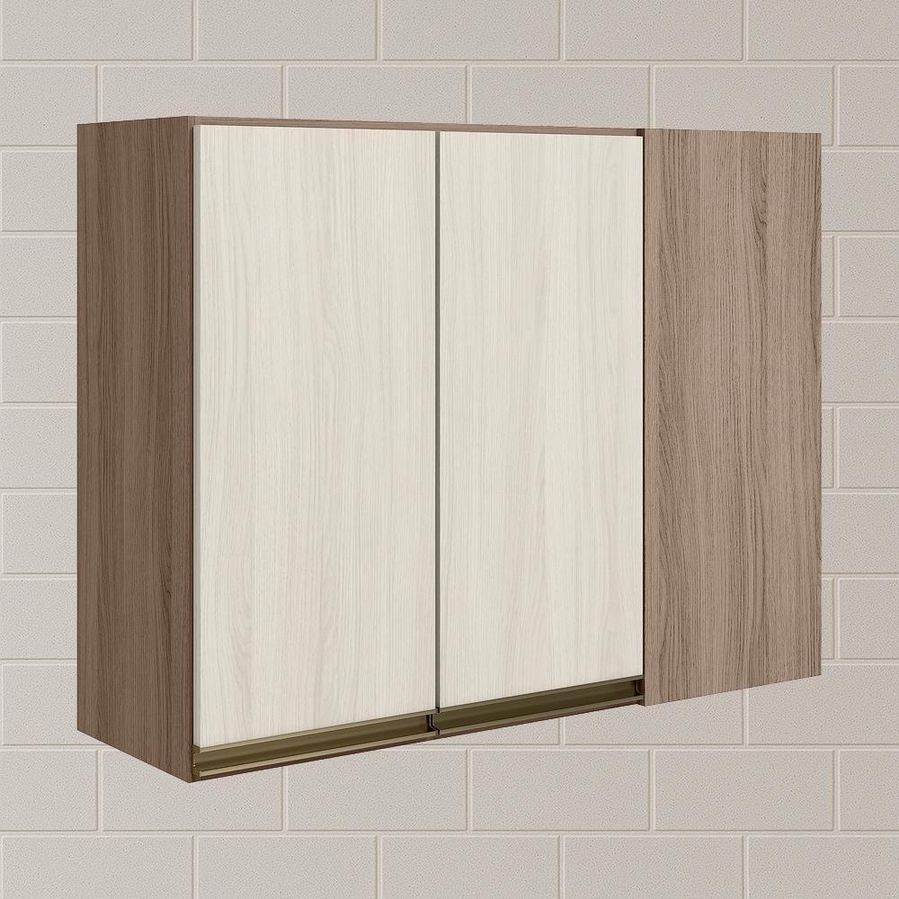 Armario Canto Reto 2p Mdf 89cm Kali 12213 Carvalho Toq Bianco Toq Nicioli Carvalho Toq Bianco Toq - 2