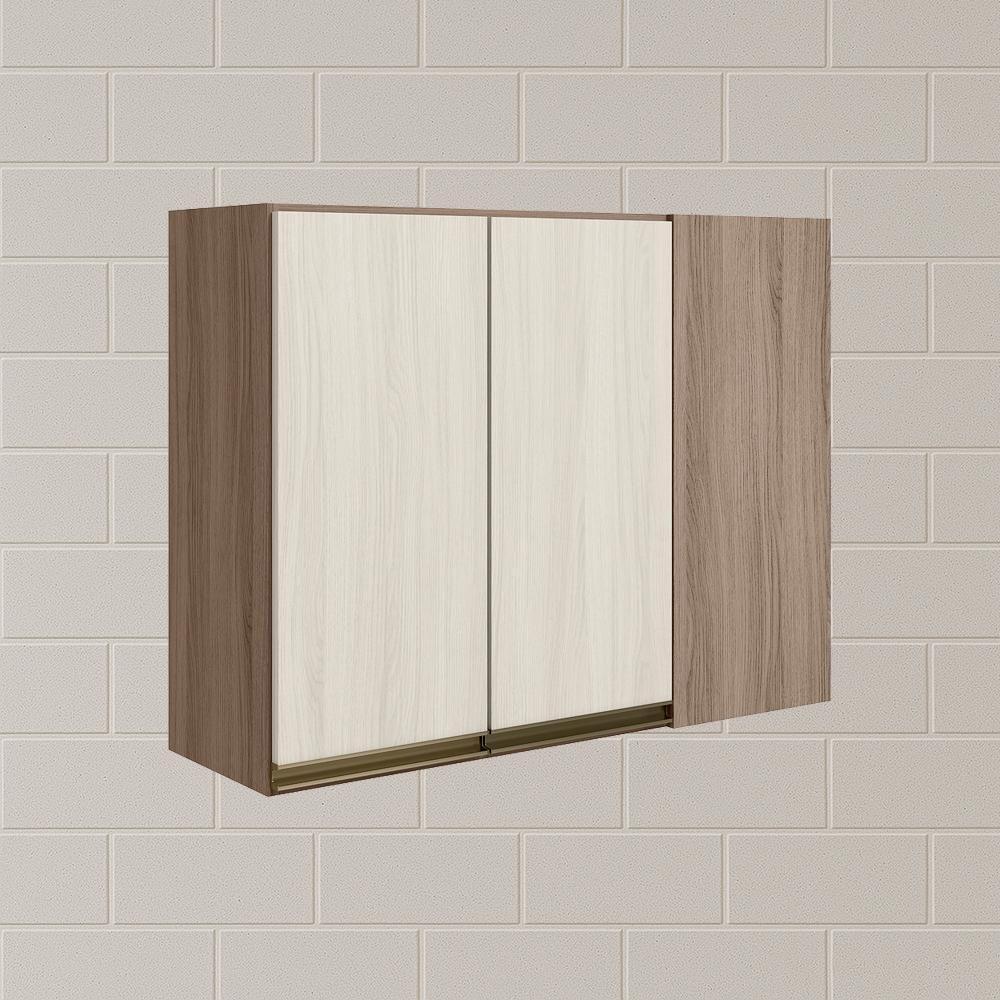Armario Canto Reto 2p Mdf 89cm Kali 12213 Carvalho Toq Bianco Toq Nicioli Carvalho Toq Bianco Toq - 6