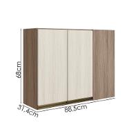 Armario Canto Reto 2p Mdf 89cm Kali 12213 Carvalho Toq Bianco Toq Nicioli Carvalho Toq Bianco Toq - 3