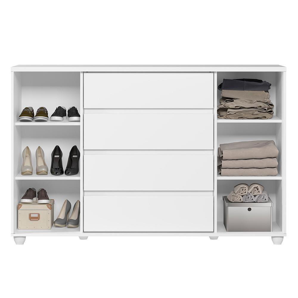 Cômoda Evidenza 2 Portas E 4 Gavetas Flex Branco Fosco - Móveis Albatroz Branco Fosco - 3