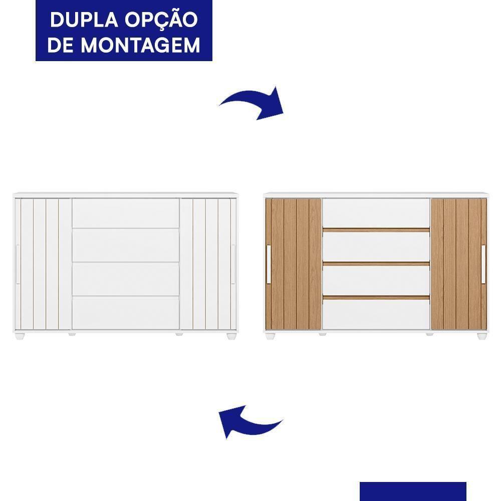 Cômoda Evidenza 2 Portas E 4 Gavetas Flex Branco Fosco - Móveis Albatroz Branco Fosco - 4