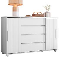 Cômoda Evidenza 2 Portas E 4 Gavetas Flex Branco Fosco - Móveis Albatroz Branco Fosco - 1