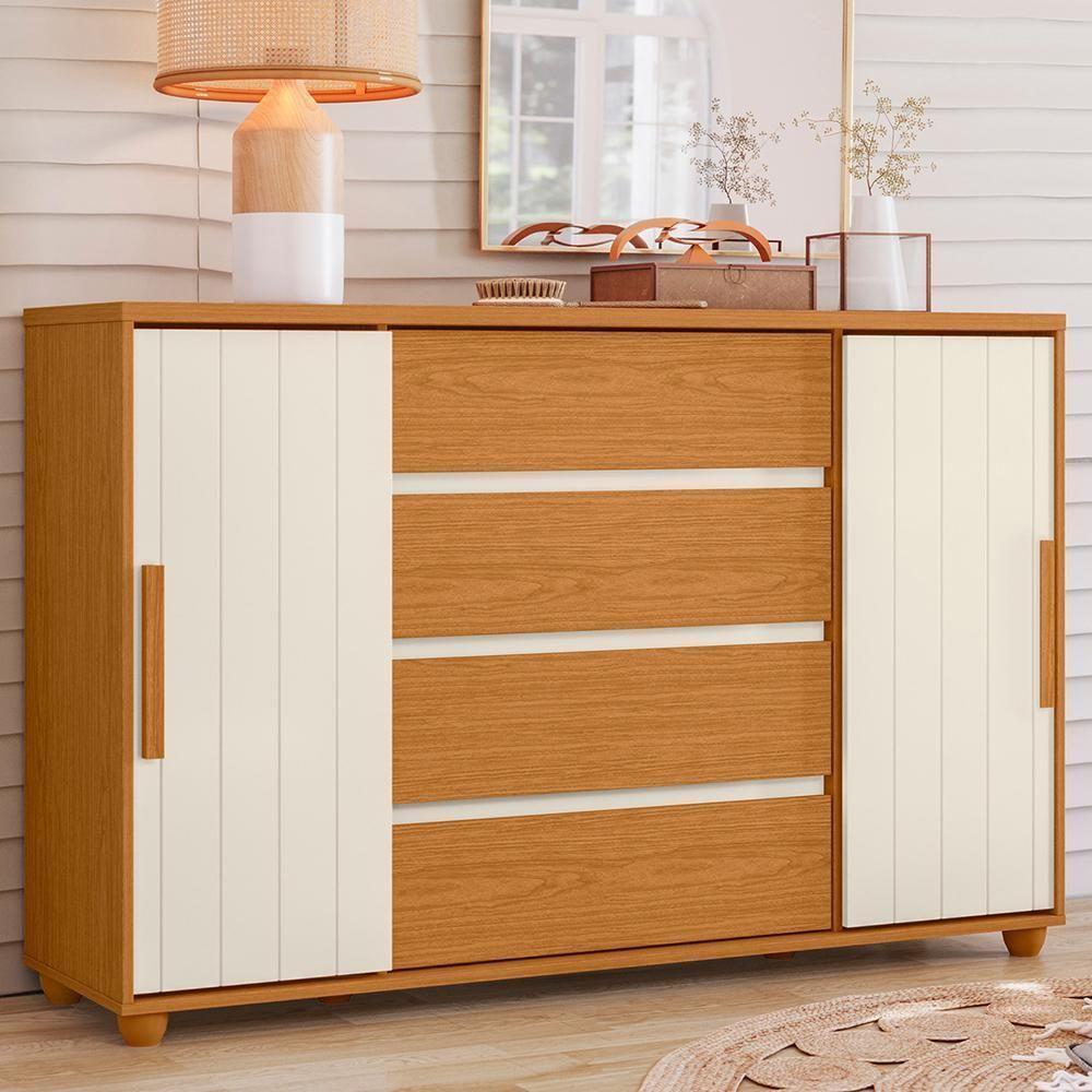 Cômoda Evidenza 2 Portas E 4 Gavetas Flex Cinamomo-off White - Móveis Albatroz Cinamomo-off White - 2