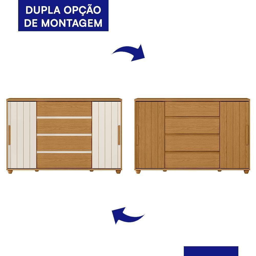 Cômoda Evidenza 2 Portas E 4 Gavetas Flex Cinamomo-off White - Móveis Albatroz Cinamomo-off White - 4