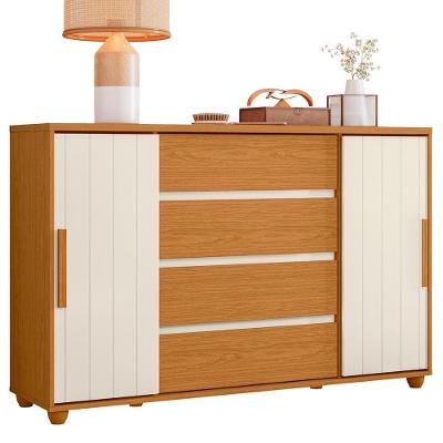 Cômoda Evidenza 4 Gavetas em MDF com Puxadores em MDF Off White Cinamomo