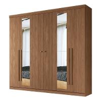 Guarda Roupa Casal Buriti Ripado 6 Portas Jatobá Com Espelho - Santos Andirá Jatobá - 1