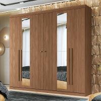 Guarda Roupa Casal Buriti Ripado 6 Portas Jatobá Com Espelho - Santos Andirá Jatobá - 2