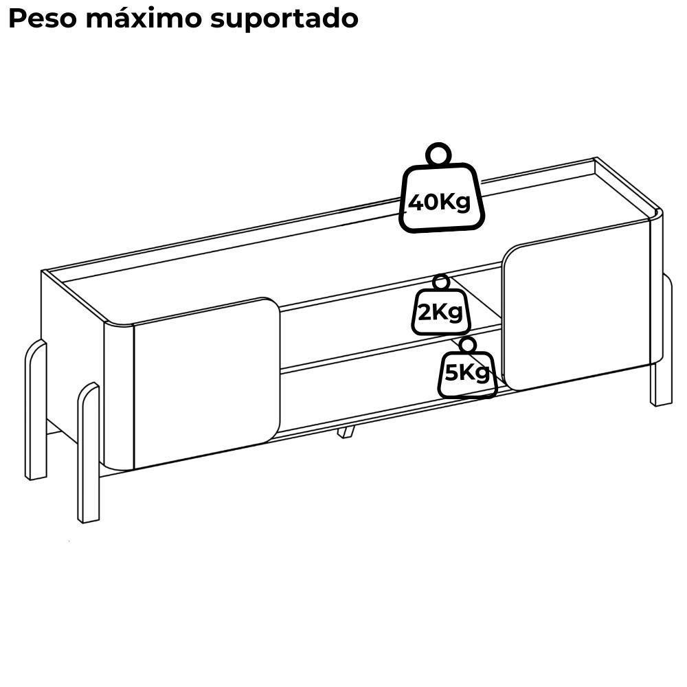 Rack Bancada Tv 65 Pol 180 Cm Cher Off White Cedro Dj Moveis Off White Cedro - 4
